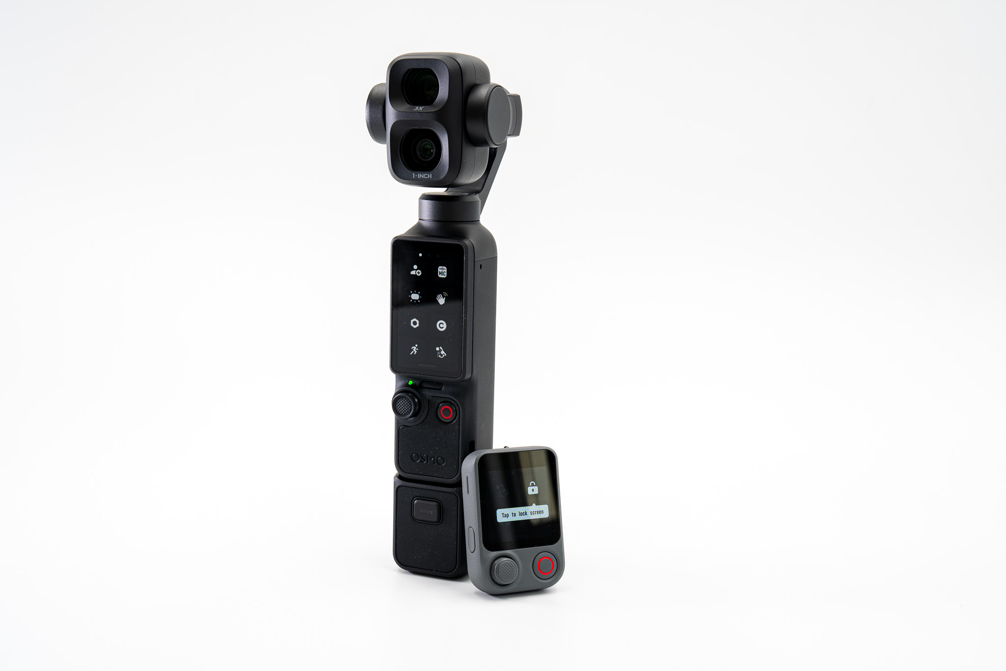Produktfotografie – DJI Osmo Pocket 3 mit Fernbedienung vor weissem Hintergrund